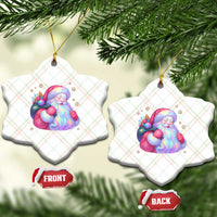Iridescent Christmas Santa Printed Coquette Xmas Ceramic Ornament - Wonder Print Shop