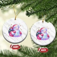 Iridescent Christmas Santa Printed Coquette Xmas Ceramic Ornament - Wonder Print Shop