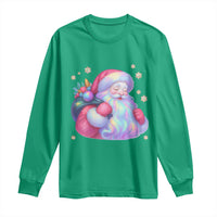 Iridescent Christmas Santa Printed Coquette Xmas Long Sleeve Shirt - Wonder Print Shop