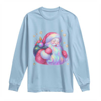 Iridescent Christmas Santa Printed Coquette Xmas Long Sleeve Shirt - Wonder Print Shop