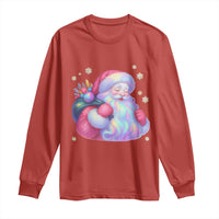 Iridescent Christmas Santa Printed Coquette Xmas Long Sleeve Shirt - Wonder Print Shop