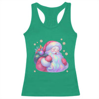 Iridescent Christmas Santa Printed Coquette Xmas Racerback Tank Top - Wonder Print Shop