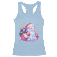 Iridescent Christmas Santa Printed Coquette Xmas Racerback Tank Top - Wonder Print Shop