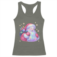 Iridescent Christmas Santa Printed Coquette Xmas Racerback Tank Top - Wonder Print Shop