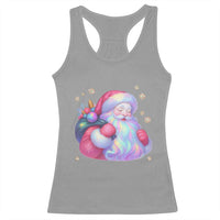 Iridescent Christmas Santa Printed Coquette Xmas Racerback Tank Top - Wonder Print Shop