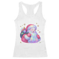 Iridescent Christmas Santa Printed Coquette Xmas Racerback Tank Top - Wonder Print Shop