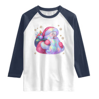 Iridescent Christmas Santa Printed Coquette Xmas Raglan Shirt - Wonder Print Shop