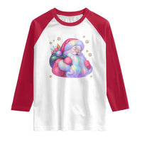 Iridescent Christmas Santa Printed Coquette Xmas Raglan Shirt - Wonder Print Shop