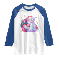 Iridescent Christmas Santa Printed Coquette Xmas Raglan Shirt - Wonder Print Shop