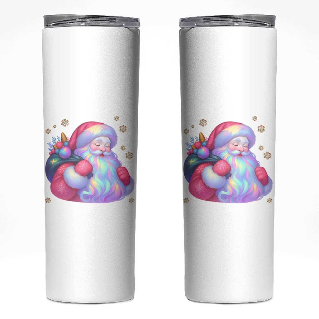 Iridescent Christmas Santa Printed Coquette Xmas Skinny Tumbler - Wonder Print Shop