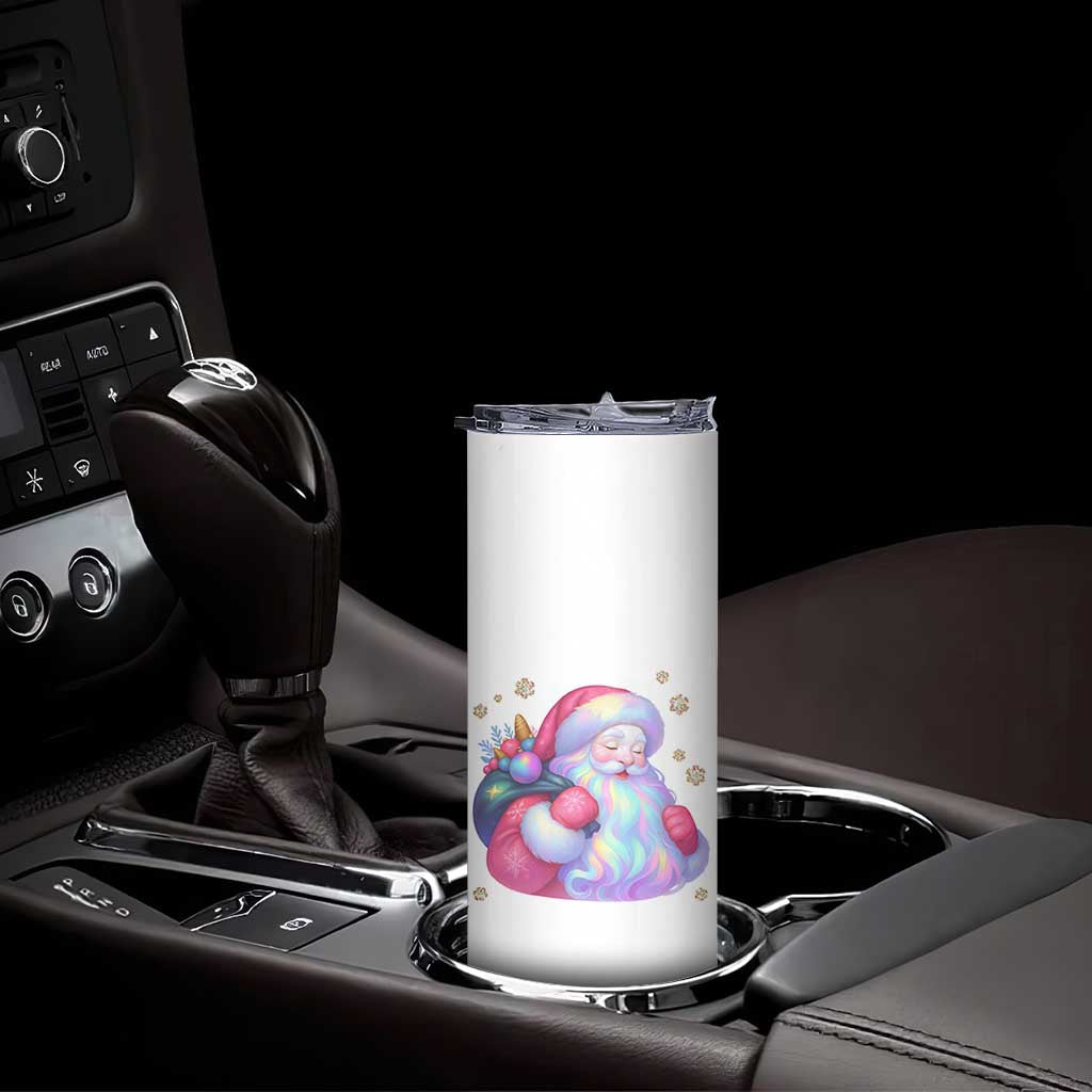 Iridescent Christmas Santa Printed Coquette Xmas Skinny Tumbler - Wonder Print Shop