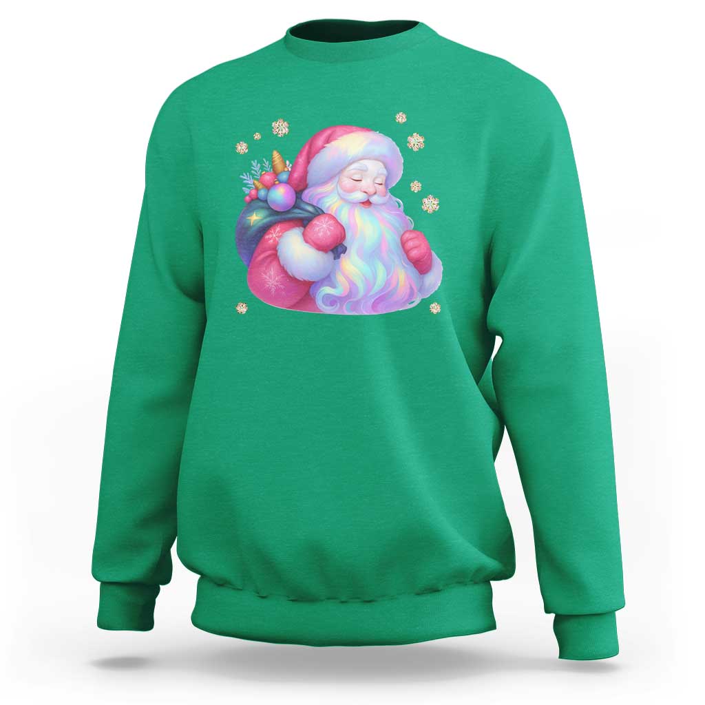 Iridescent Christmas Santa Printed Coquette Xmas Sweatshirt - Wonder Print Shop