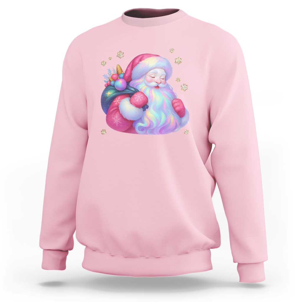 Iridescent Christmas Santa Printed Coquette Xmas Sweatshirt - Wonder Print Shop