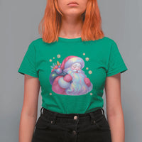 Iridescent Christmas Santa Printed Coquette Xmas T Shirt For Women - Wonder Print Shop