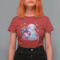 Iridescent Christmas Santa Printed Coquette Xmas T Shirt For Women - Wonder Print Shop