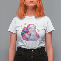Iridescent Christmas Santa Printed Coquette Xmas T Shirt For Women - Wonder Print Shop