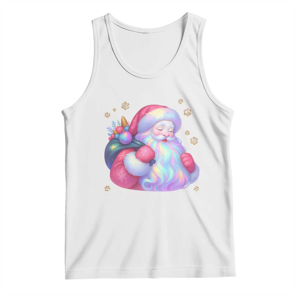 Iridescent Christmas Santa Printed Coquette Xmas Tank Top - Wonder Print Shop