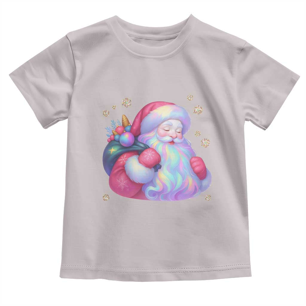 Iridescent Christmas Santa Printed Coquette Xmas Toddler T Shirt - Wonder Print Shop