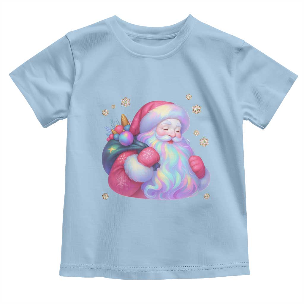 Iridescent Christmas Santa Printed Coquette Xmas Toddler T Shirt - Wonder Print Shop