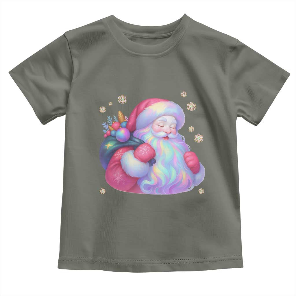 Iridescent Christmas Santa Printed Coquette Xmas Toddler T Shirt - Wonder Print Shop