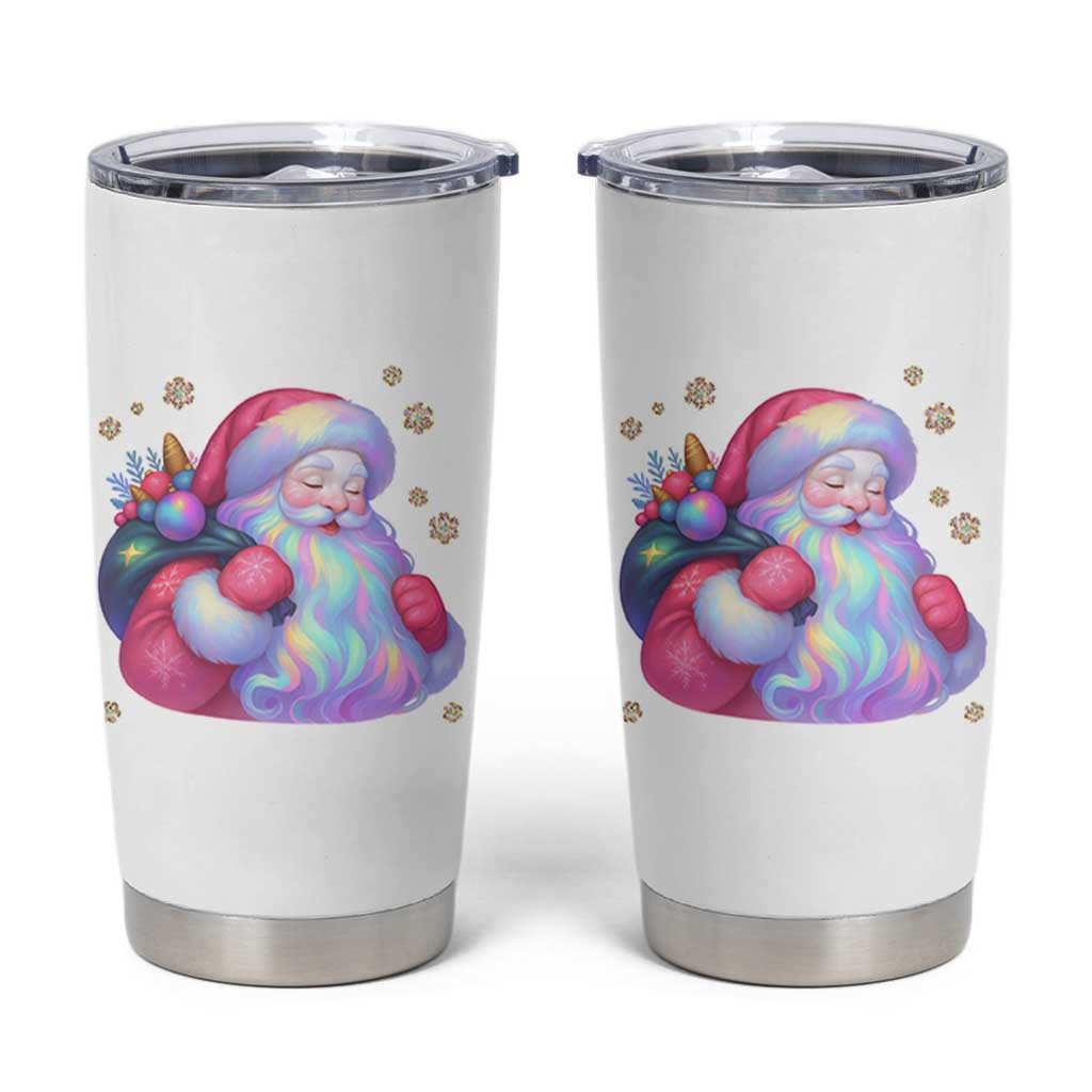 Iridescent Christmas Santa Printed Coquette Xmas Tumbler Cup - Wonder Print Shop