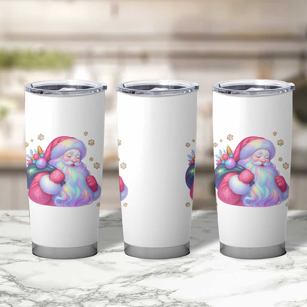 Iridescent Christmas Santa Printed Coquette Xmas Tumbler Cup - Wonder Print Shop