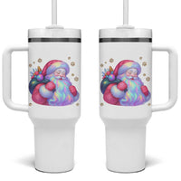 Iridescent Christmas Santa Printed Coquette Xmas Tumbler With Handle - Wonder Print Shop