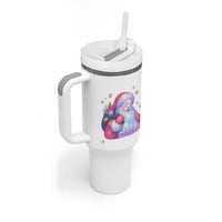 Iridescent Christmas Santa Printed Coquette Xmas Tumbler With Handle - Wonder Print Shop