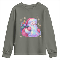 Iridescent Christmas Santa Printed Coquette Xmas Youth Sweatshirt - Wonder Print Shop