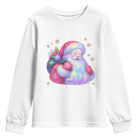 Iridescent Christmas Santa Printed Coquette Xmas Youth Sweatshirt - Wonder Print Shop