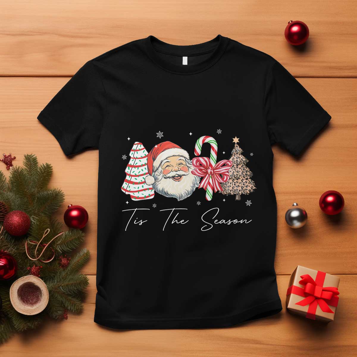 Funny Tis The Season Christmas T Shirt Xmas Holiday Family Matching Santa Xmas Tree - Wonder Print Shop