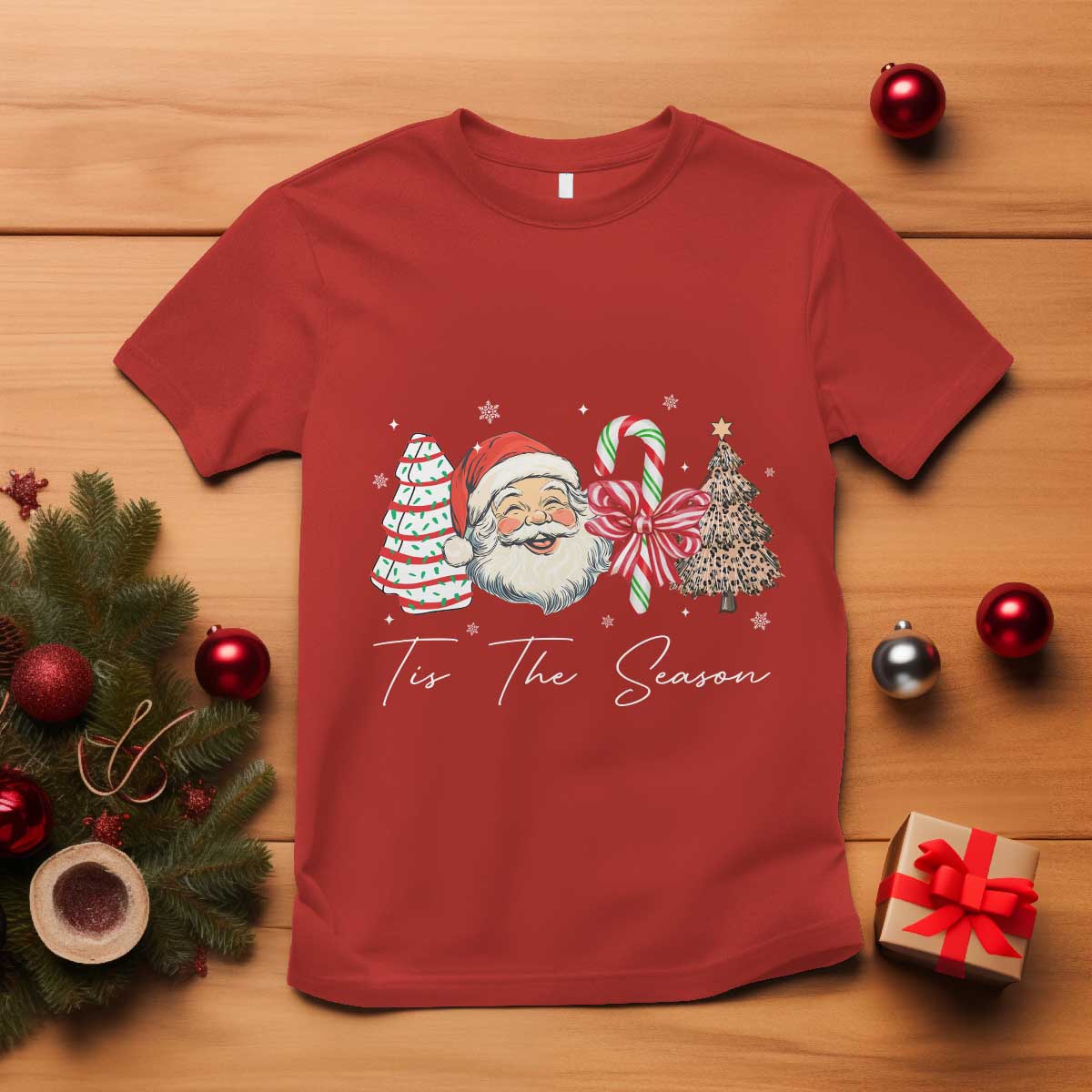 Funny Tis The Season Christmas T Shirt Xmas Holiday Family Matching Santa Xmas Tree - Wonder Print Shop