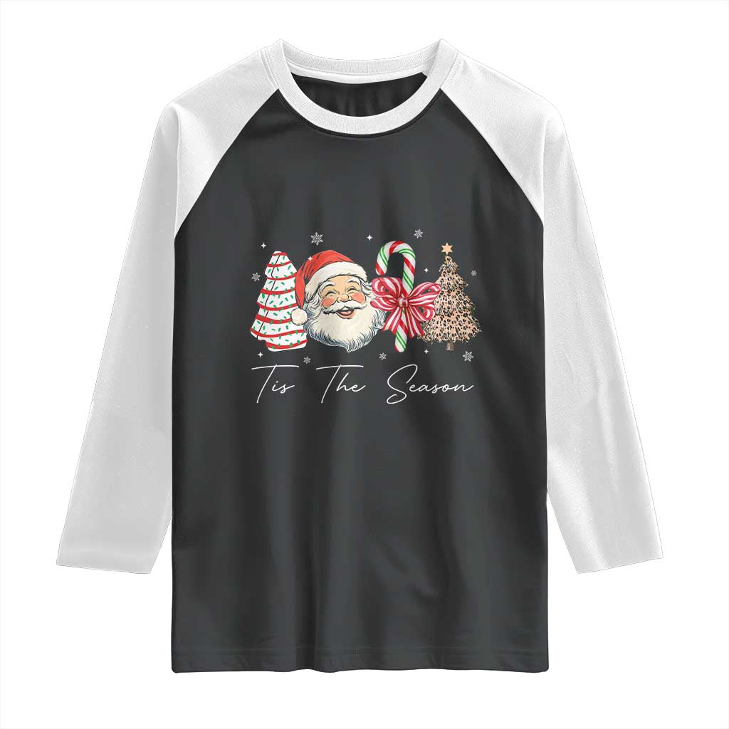 Funny Tis The Season Christmas Raglan Shirt Xmas Holiday Family Matching Santa Xmas Tree - Wonder Print Shop