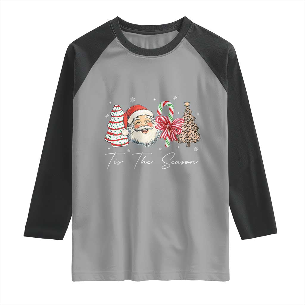 Funny Tis The Season Christmas Raglan Shirt Xmas Holiday Family Matching Santa Xmas Tree - Wonder Print Shop