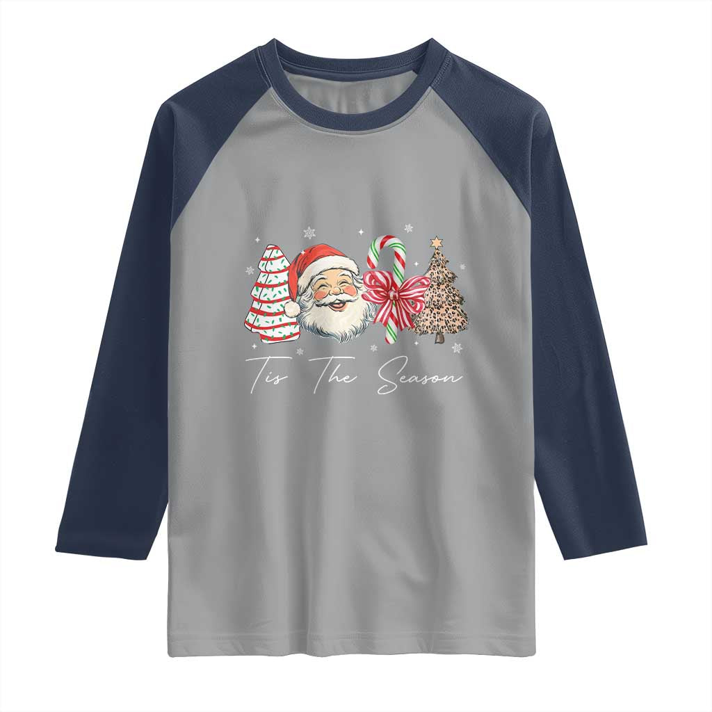 Funny Tis The Season Christmas Raglan Shirt Xmas Holiday Family Matching Santa Xmas Tree - Wonder Print Shop