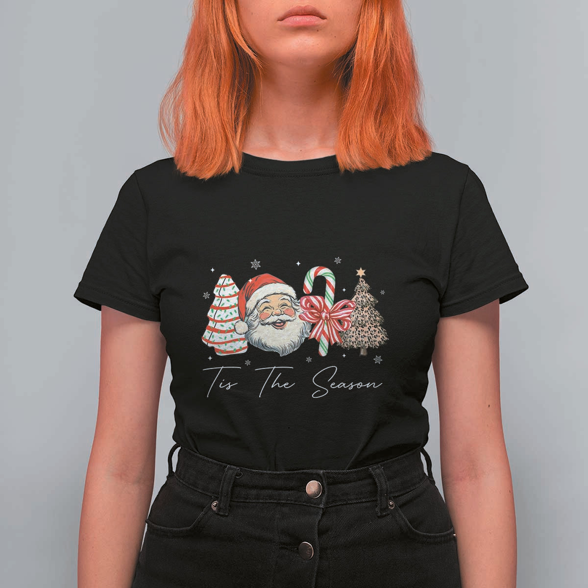 Funny Tis The Season Christmas T Shirt For Women Xmas Holiday Family Matching Santa Xmas Tree - Wonder Print Shop