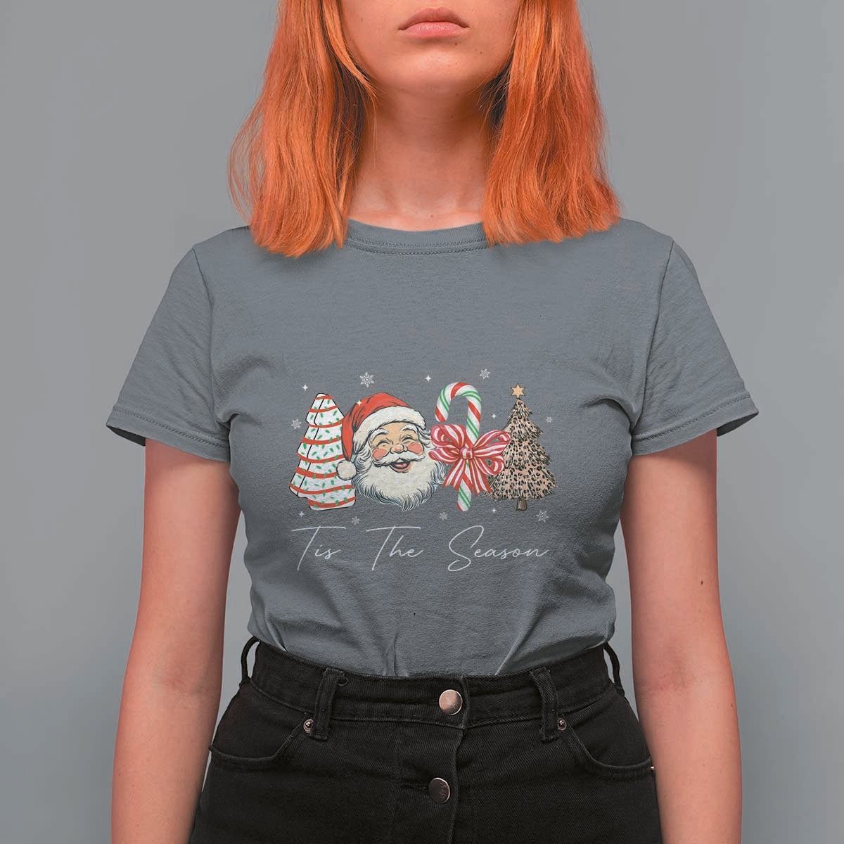 Funny Tis The Season Christmas T Shirt For Women Xmas Holiday Family Matching Santa Xmas Tree - Wonder Print Shop