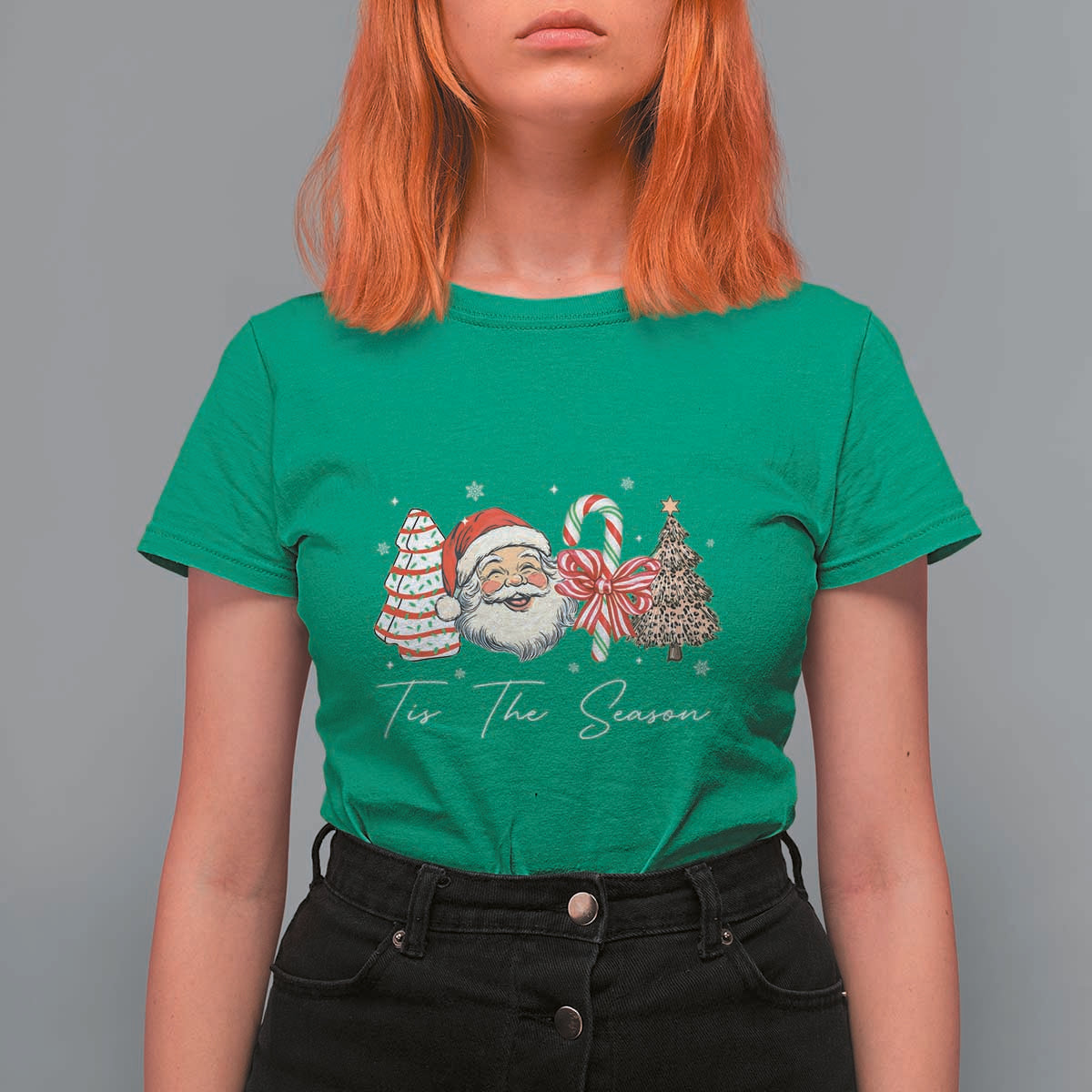 Funny Tis The Season Christmas T Shirt For Women Xmas Holiday Family Matching Santa Xmas Tree - Wonder Print Shop