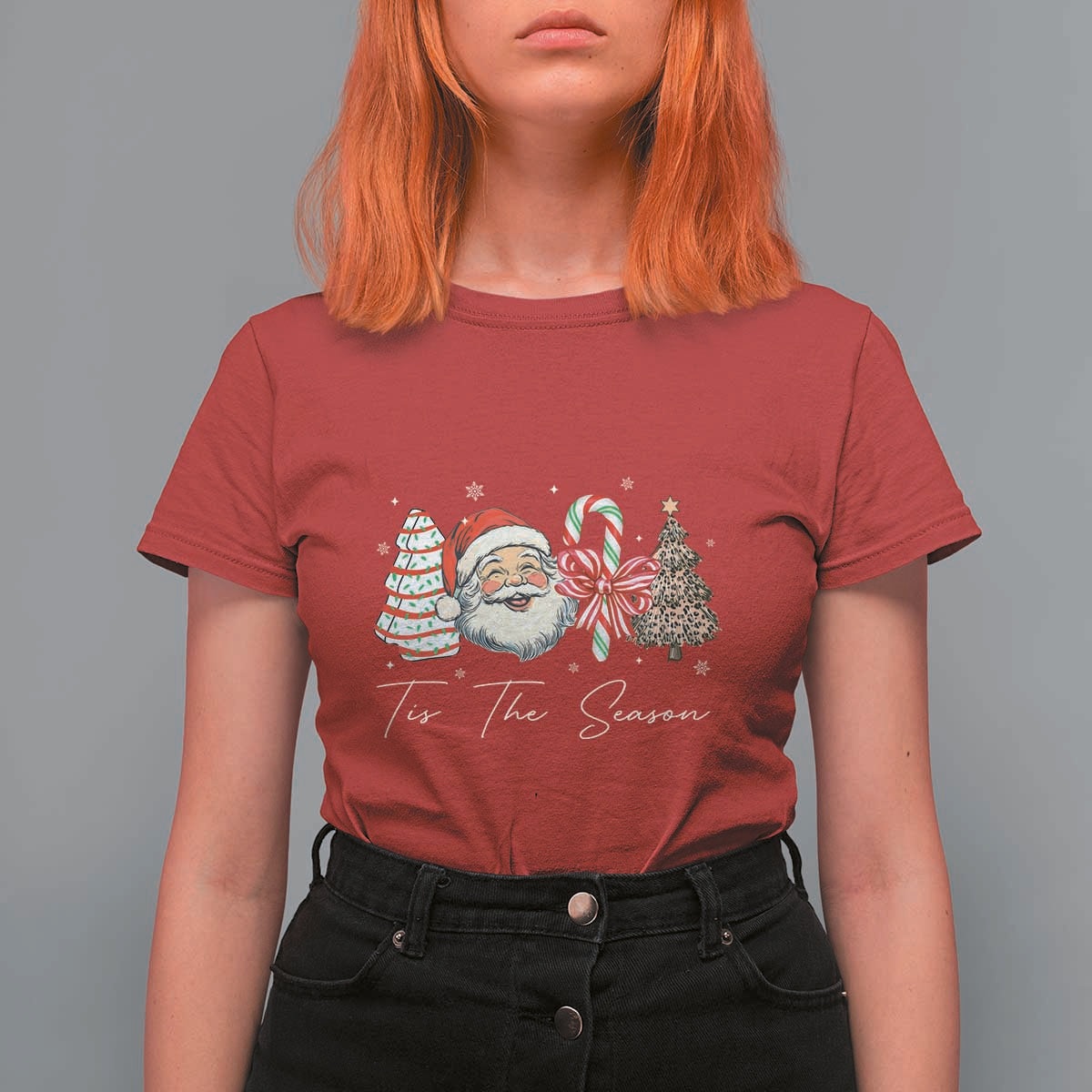 Funny Tis The Season Christmas T Shirt For Women Xmas Holiday Family Matching Santa Xmas Tree - Wonder Print Shop