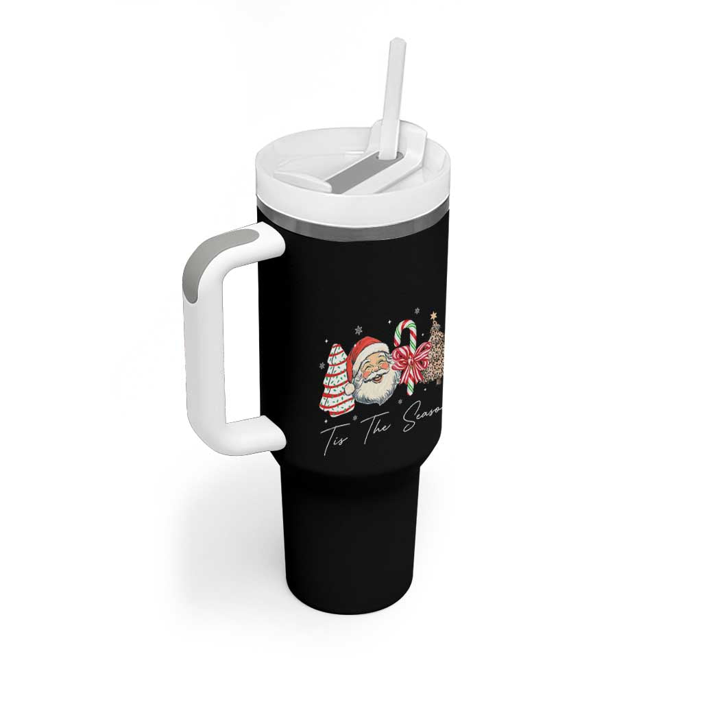 Funny Tis The Season Christmas Tumbler With Handle Xmas Holiday Family Matching Santa Xmas Tree - Wonder Print Shop