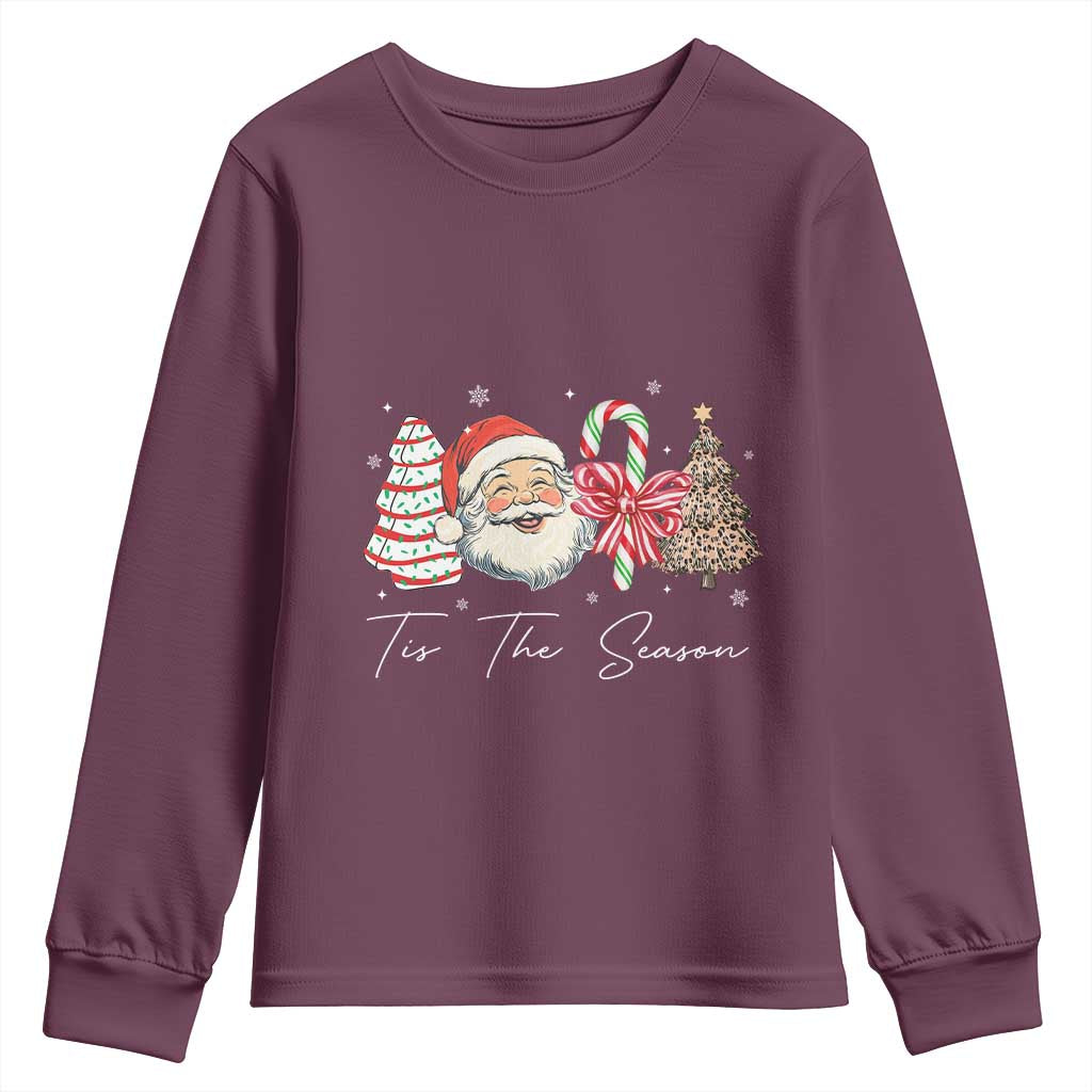 Funny Tis The Season Christmas Youth Sweatshirt Xmas Holiday Family Matching Santa Xmas Tree - Wonder Print Shop