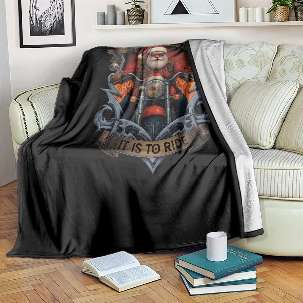 Funny Christmas Motorcycle Santa Throw Blanket Oh What Fun It Is To Ride Xmas Biker - Wonder Print Shop