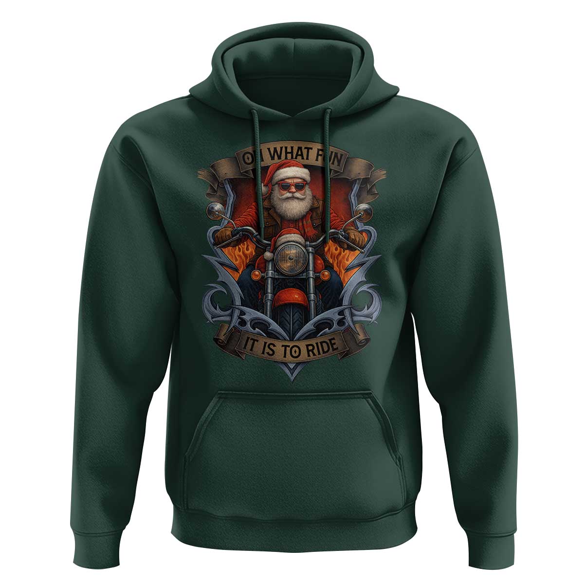 Funny Christmas Motorcycle Santa Hoodie Oh What Fun It Is To Ride Xmas Biker - Wonder Print Shop