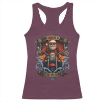 Funny Christmas Motorcycle Santa Racerback Tank Top Oh What Fun It Is To Ride Xmas Biker - Wonder Print Shop