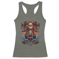 Funny Christmas Motorcycle Santa Racerback Tank Top Oh What Fun It Is To Ride Xmas Biker - Wonder Print Shop