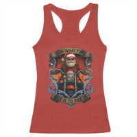 Funny Christmas Motorcycle Santa Racerback Tank Top Oh What Fun It Is To Ride Xmas Biker - Wonder Print Shop