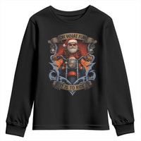 Funny Christmas Motorcycle Santa Youth Sweatshirt Oh What Fun It Is To Ride Xmas Biker - Wonder Print Shop