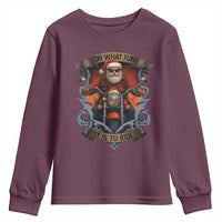 Funny Christmas Motorcycle Santa Youth Sweatshirt Oh What Fun It Is To Ride Xmas Biker - Wonder Print Shop