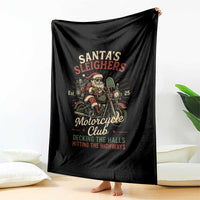 Funny Christmas Motorcycle Biker Throw Blanket Santas Sleighers Motorcycle Club Decking The Halls - Wonder Print Shop