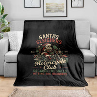 Funny Christmas Motorcycle Biker Throw Blanket Santas Sleighers Motorcycle Club Decking The Halls - Wonder Print Shop